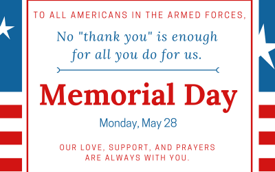 May 28 is Memorial Day