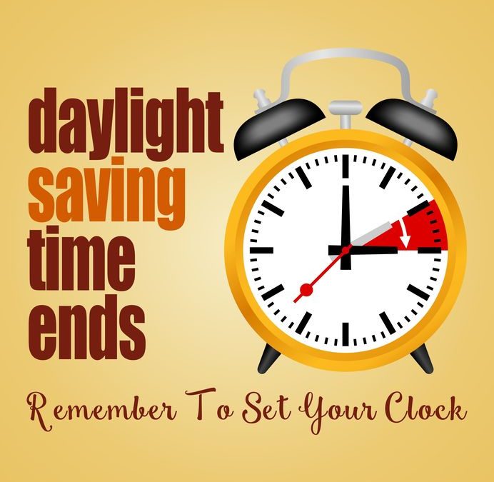 November 3 – Daylight Saving Time Ends