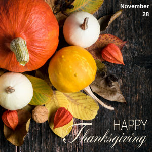 November 28 is Thanksgiving!